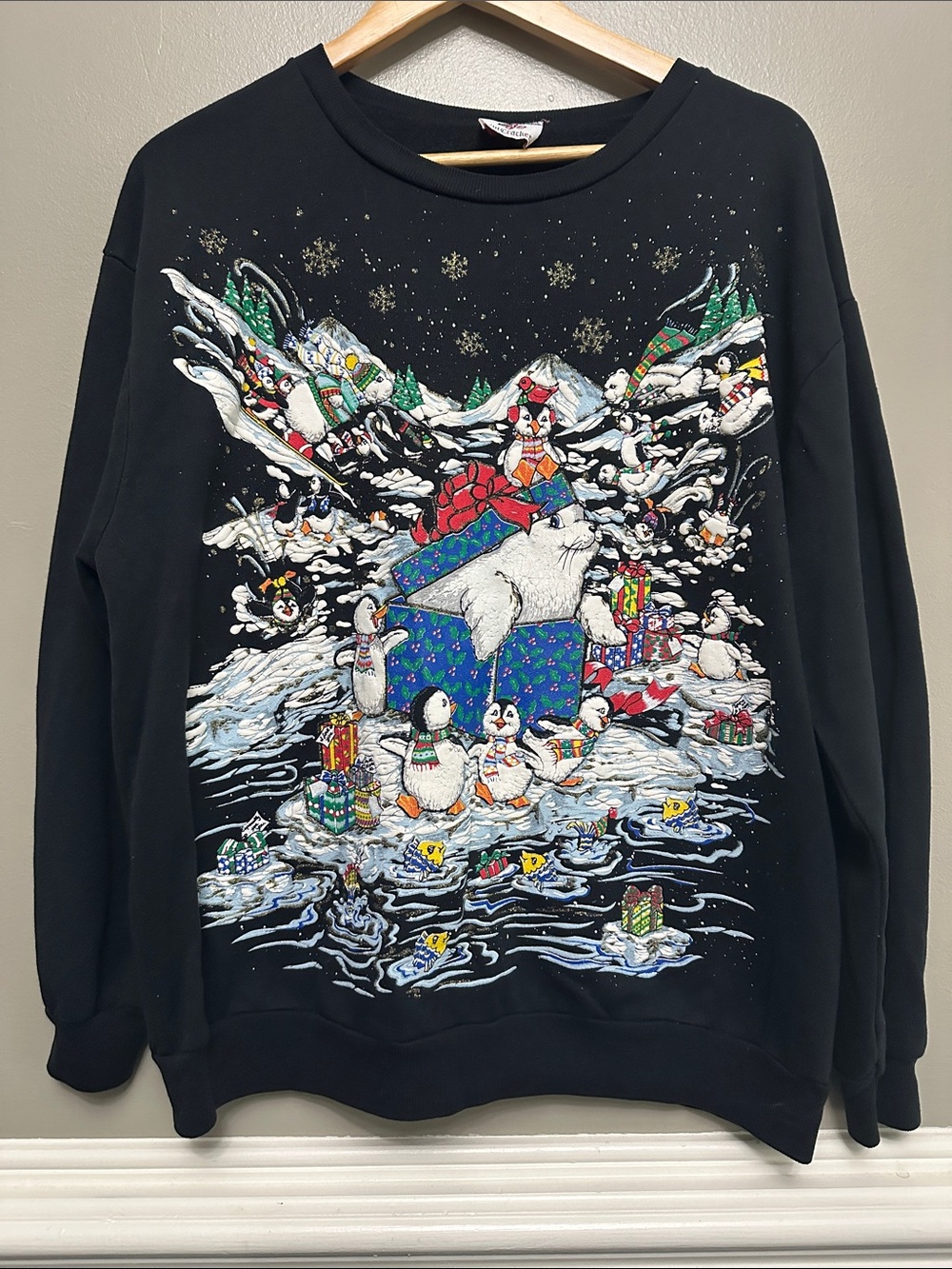 Vintage Nutcracker Christmas holiday penguin sweatshirt Sz XL